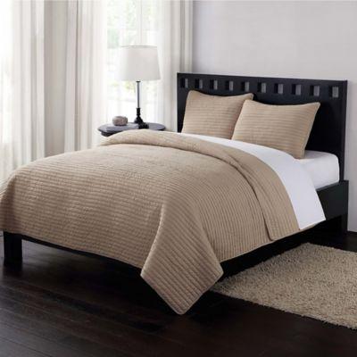 London Fog® Garment Washed Crinkle King Quilt Set in Navy