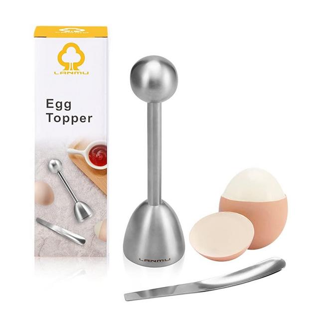 Egg Topper,LANMU Egg Cutter,Egg Cracker for Hard & Soft Boiled Eggs,Egg Cutter Topper with Spoon,Stainless Steel Kitchen Gadgets