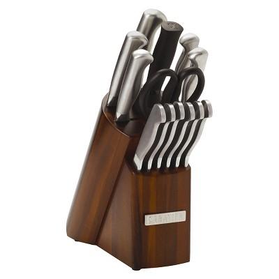 Sabatier 14 Piece Stainless Steel Acacia Wood Knife Block Set with Hollow Handles