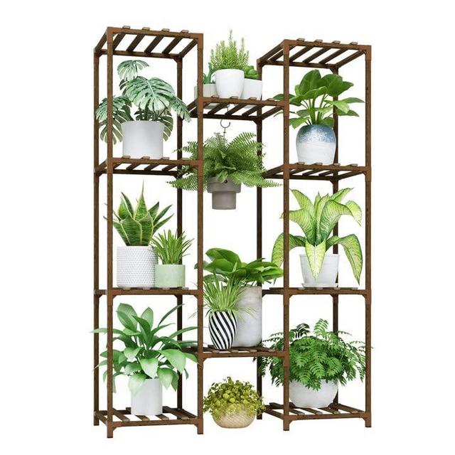 Bamworld Plant Stand Indoor Hanging Plant Shelf Tall Large Plant Holder Wood for Living Room Outdoor Plant Rack Indoor Multiple Plants Patio Balcony Garden
