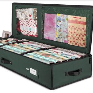 ZOBER Wrapping Paper Storage Containers - 40 Inch Gift Wrapping Organizer Storage W/Interior Pockets - Fits 20 Standard Rolls of Wrapping Paper, Bows, and Ribbons