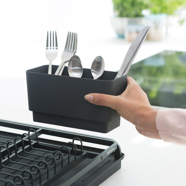 Compact Dish Drying Rack with Drip Tray - Thumbnail 2