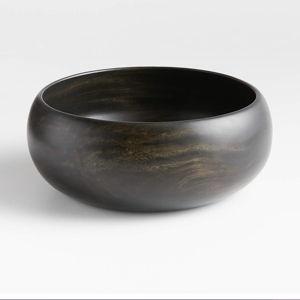 Tondo 10.5" Ebonized Wood Salad Serving Bowl