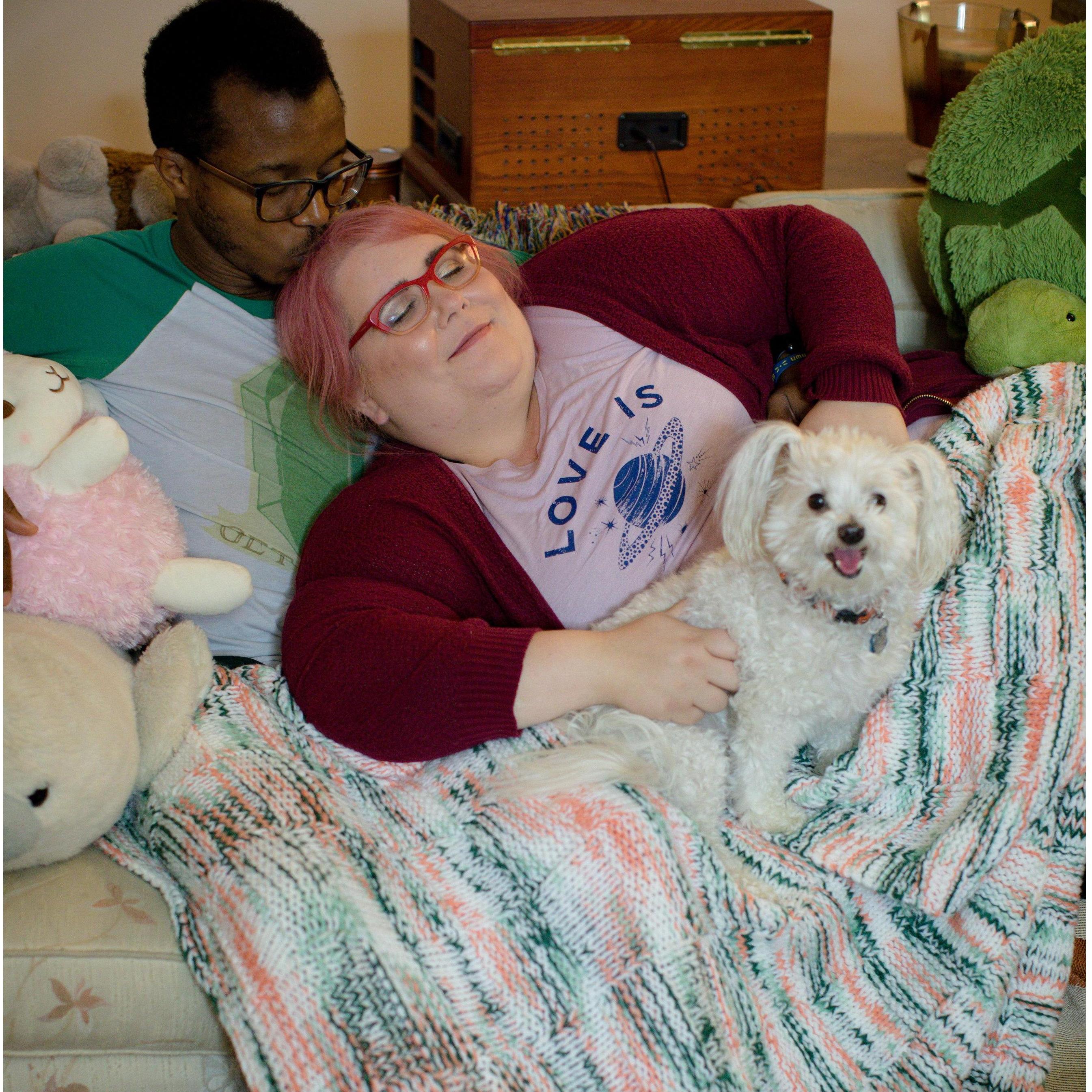 cuddling on the couch