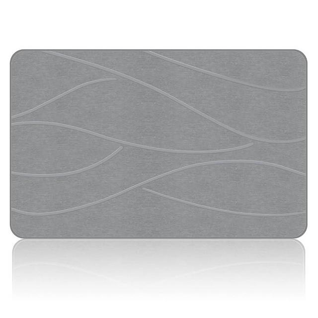 Veeloim Stone Bath Mat Diatomaceous Earth Shower Mat Non-Slip Super Absorbent Diatomite Stone Bath Mats for Bathroom Floor Quick Drying Natural Easy to Clean(23.6''×15.4" Gray)