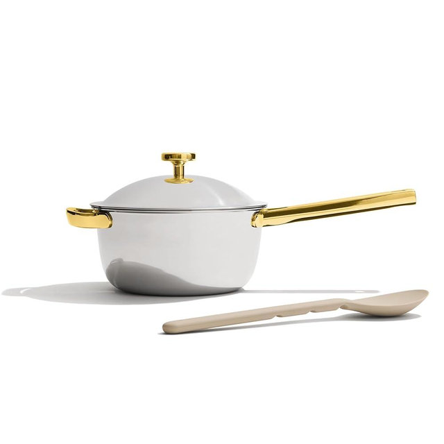 Our Place Titanium Mini Perfect Pot Pro - 2.75 Qt No-Coating Nonstick Pot | Tri-Ply Titanium & Stainless Steel | Oven-Safe up to 750°F & Compatible with All Cooktops | Gold