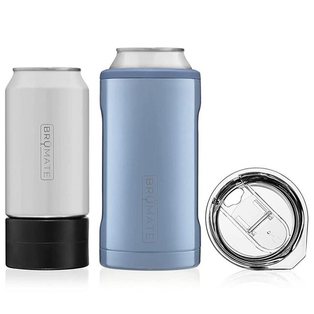 BrüMate HOPSULATOR TRíO 3-in-1 Stainless Steel Insulated Can Cooler, Works With 12 Oz, 16 Oz Cans And As A Pint Glass (Denim)