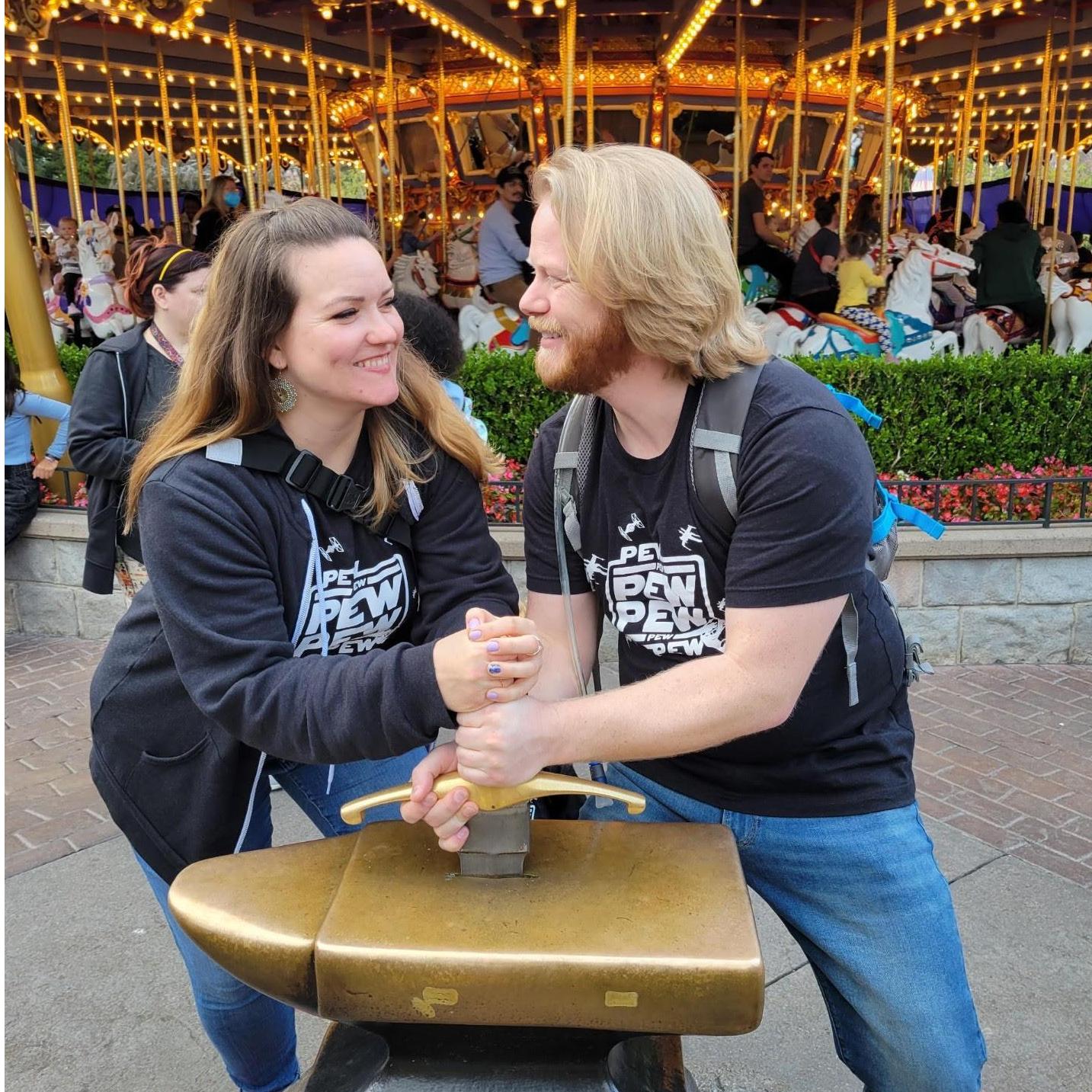 We went to Disneyland with Eleesha's family. Since one of Peter's dating app photos was at the Sword in the Stone, we took this photo to update it.