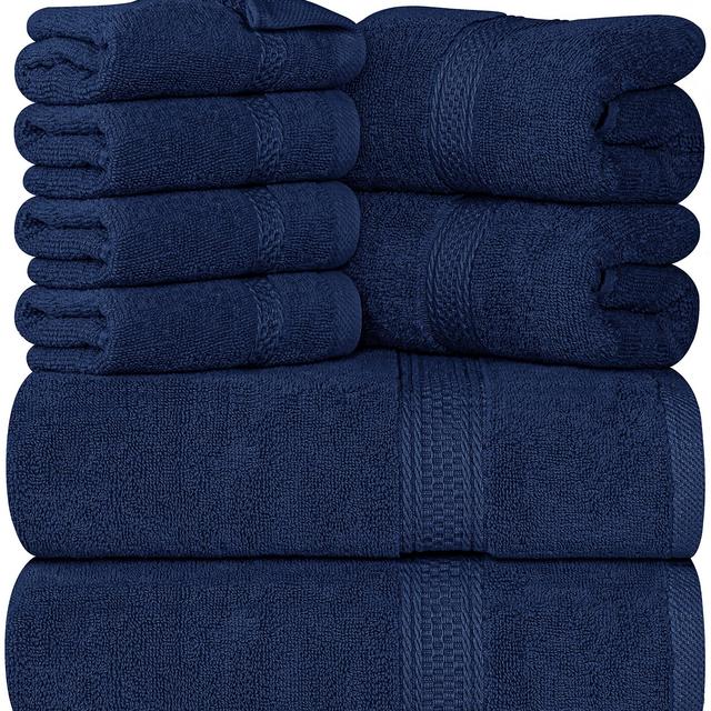 Utopia Towels Navy Blue Towel Set, 2 Bath Towels, 2 Hand Towels, and 4 Washcloths, 600 GSM Ring Spun Cotton Highly Absorbent Towels for Bathroom, Shower Towel, (Pack of 8)