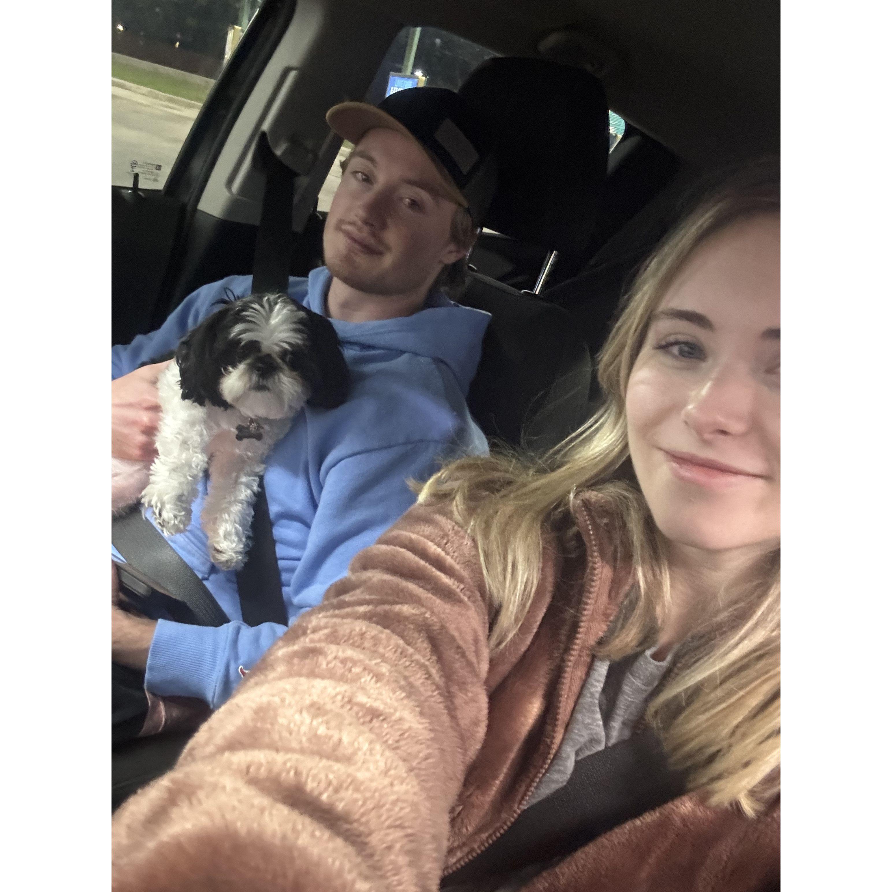 One of the few times Taylor has been allowed to drive with Hobie! She is known among her friends as a challenged driver.