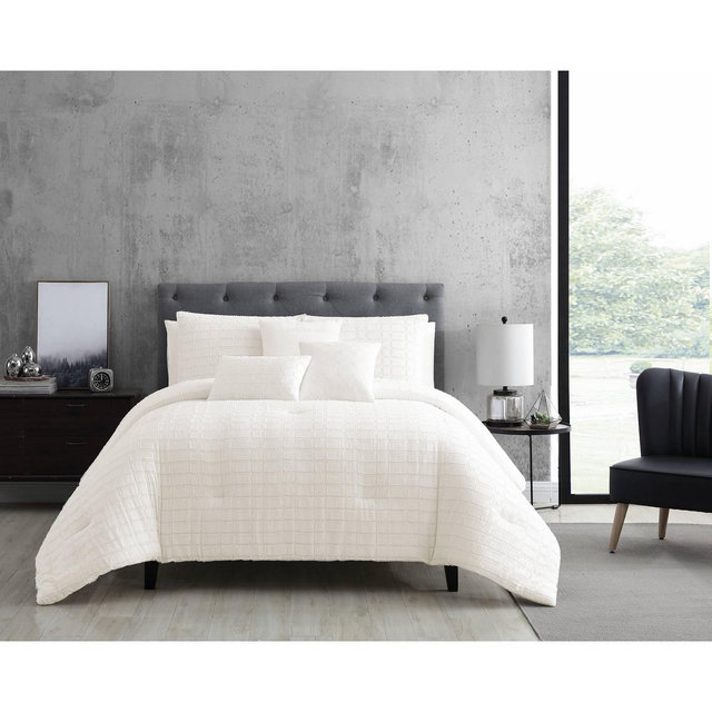 King 6pc Kasuga Comforter Set White - Riverbrook Home