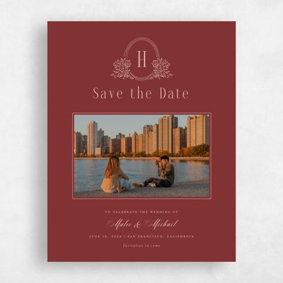 Red Simple Wedding Save the Date - Anthea Photo