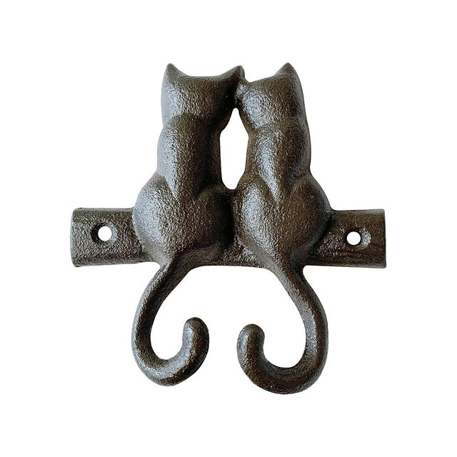 Zorues Rustic Cat-Shaped Decorative Wall Hook Rack Hangers for Hanging Clothes, Coats, Towels, Keys, and Hats, 1 Pack Antique Cast Iron Mounted Wall Hooks