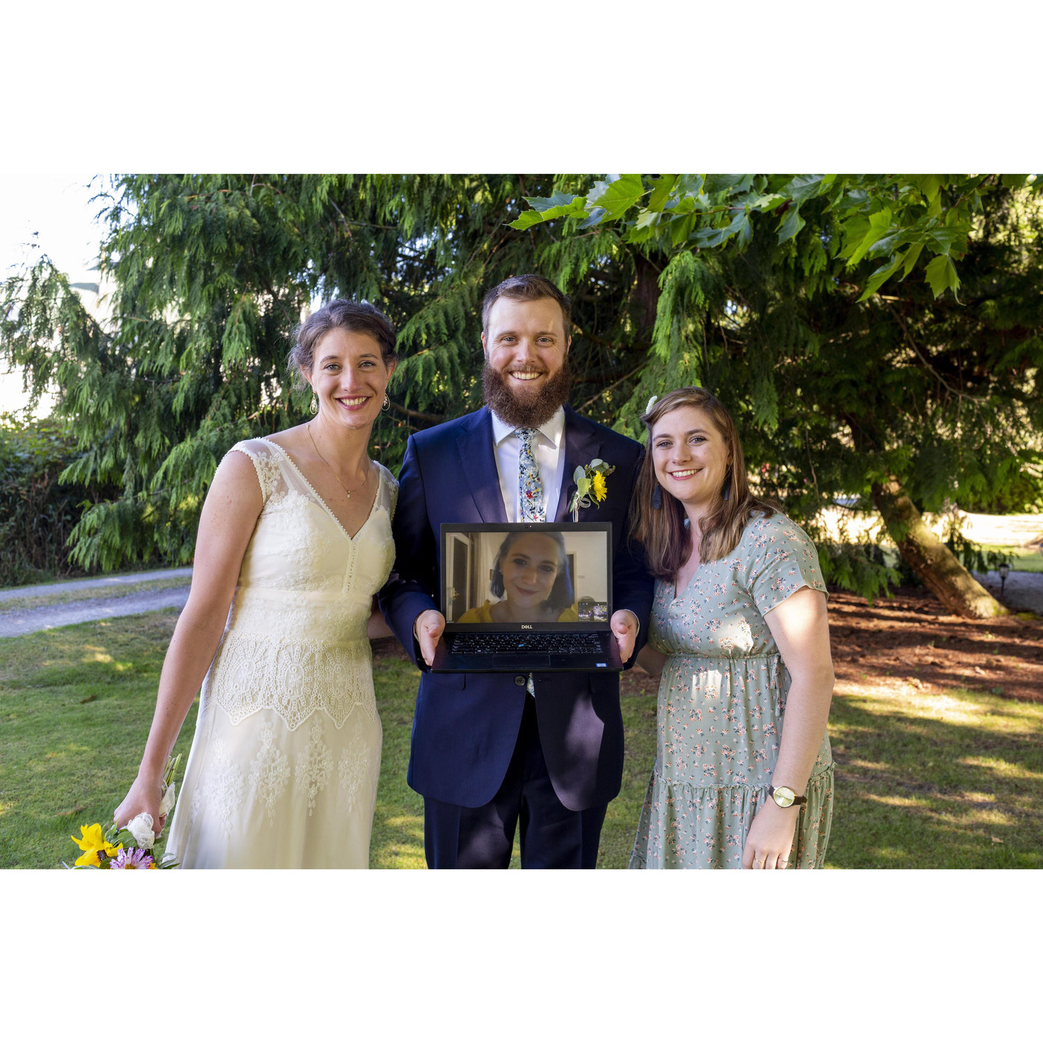 Wes's sister Amelia was not able to fly in from Ireland for the wedding because of Covid so she joined the celebration virtually and was carried around on a laptop for much of the afternoon.