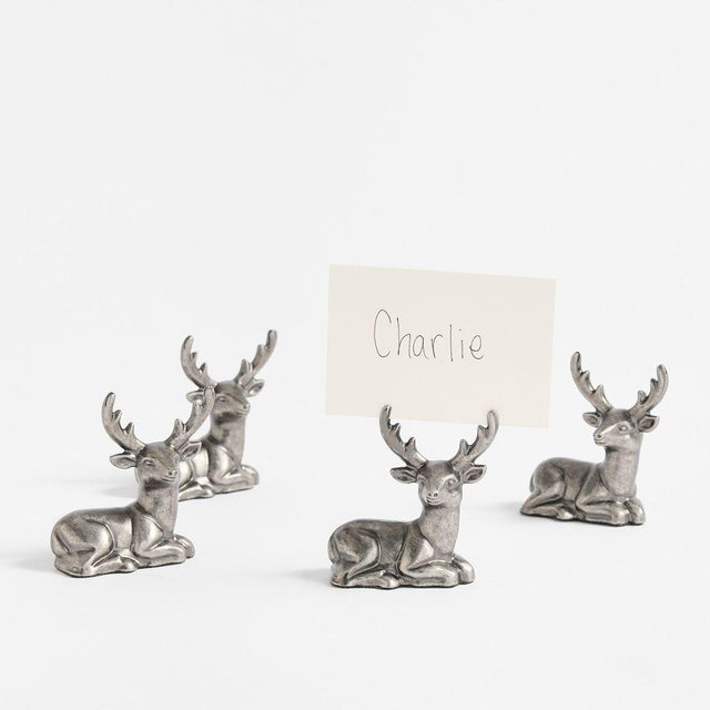 Stag Place Card Holders, Set of 4 - Silver