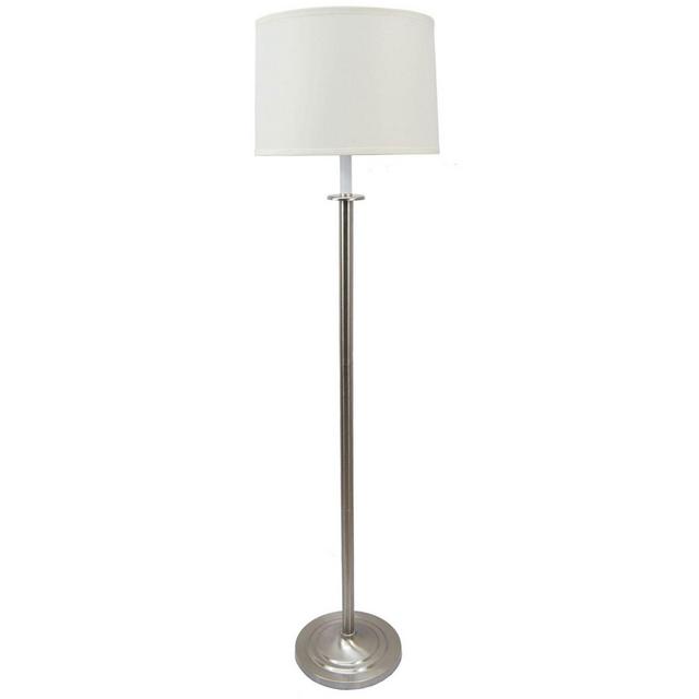 Fangio Lighting Floor Lamp in Brushed Steel with Linen Shade
