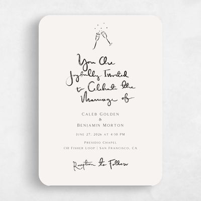 Beige Rounded Wedding Invitation - Dunluce Classic