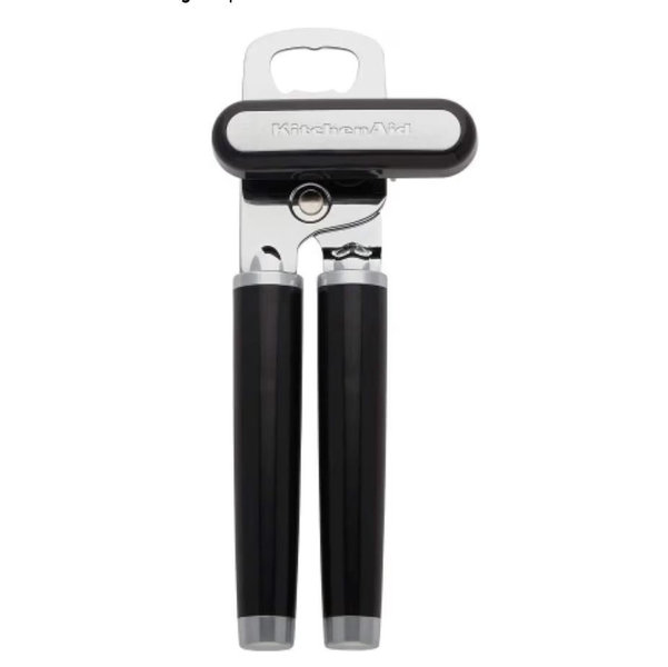KitchenAid Classic Multifunction Can Opener and Bottle Opener Easy to Use, Razor Sharp Stainless Steel Cutting Wheel, Soft Ergonomic Handles, Black