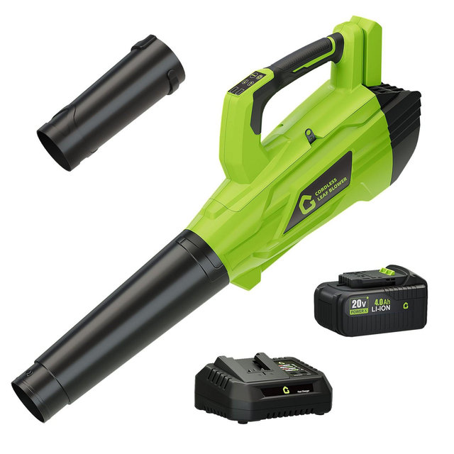 Leaf Blower Cordless Brushless- 20V Electric Leaf Blower 700CFM & 2 Speed Modes with Charger, 1*4.0Ah Battery Powered for Lawn Care-Green