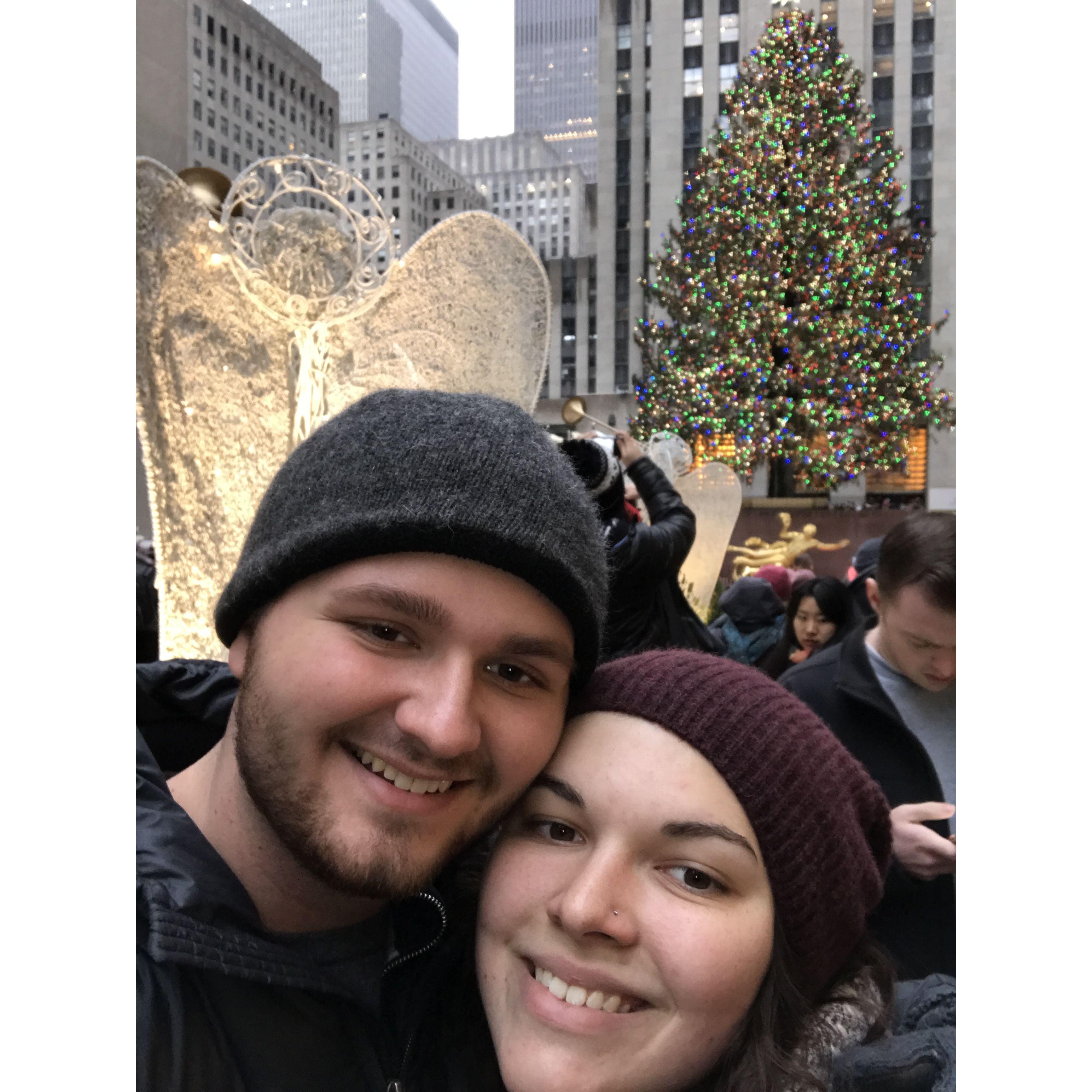 Our first photo together with the Rockefeller Center Xmas Tree.