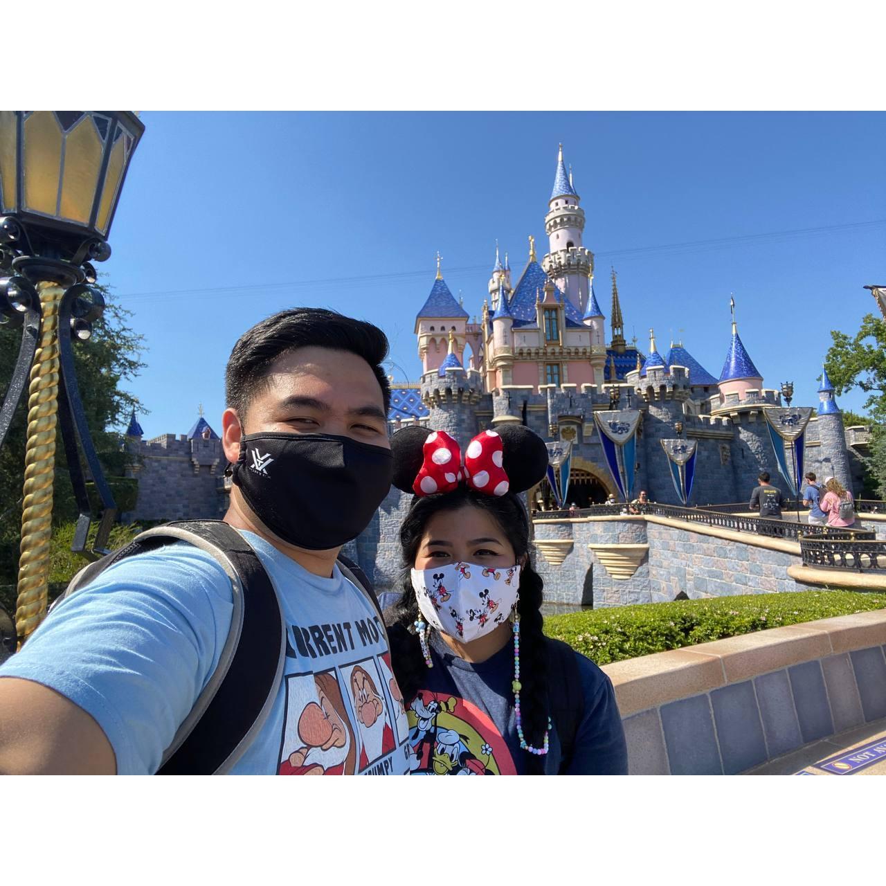 Our 2-year anniversary at Disneyland! We HIGHLY don't recommend going in mid-June LOL