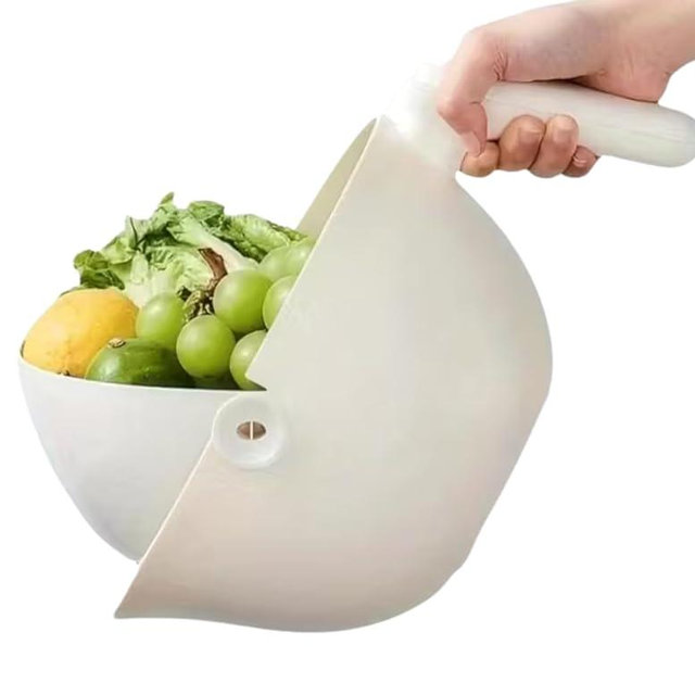 Multi Functional Draining Basket – Double Layer Colander & Bowl Set for Pasta, Fruits & Vegetables – Durable BPA-Free, Dishwasher Safe (Milky White).