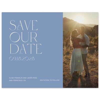 Denim Blue Wedding Digital Save the Date - Garnet Landscape