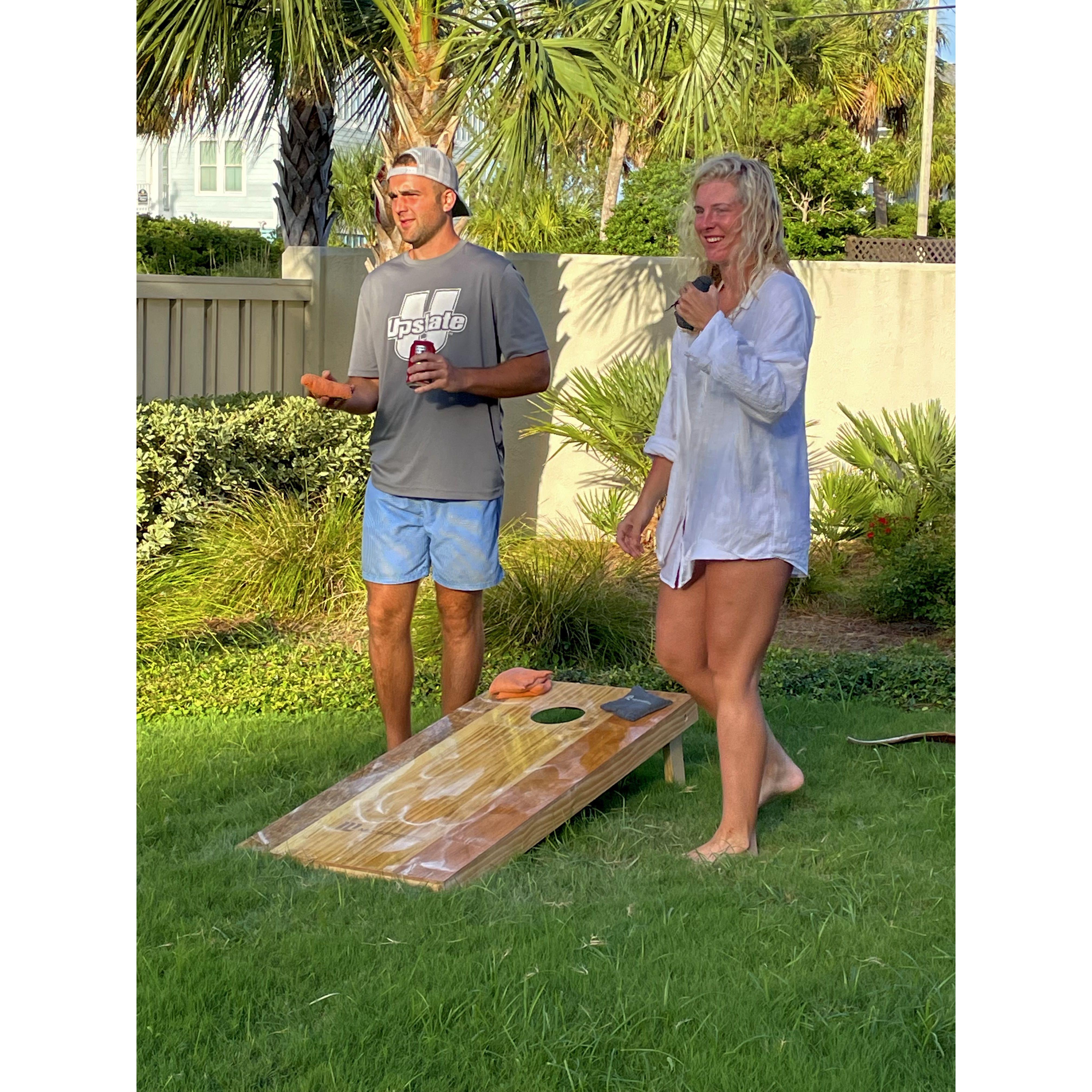 Sophie meeting the parents in Garden City, SC. Lots of fun memories.. and lots of sun!