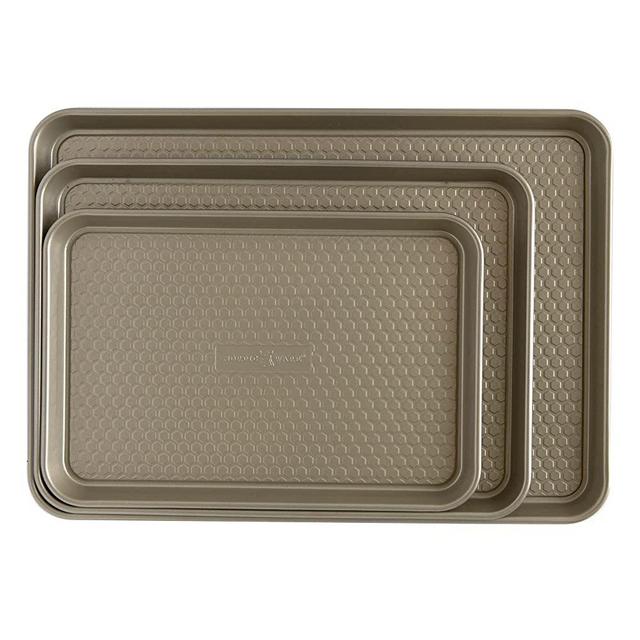 Nordic Ware Honeycomb Embossed Nonstick Baking Sheets, Silver, 3-Pans