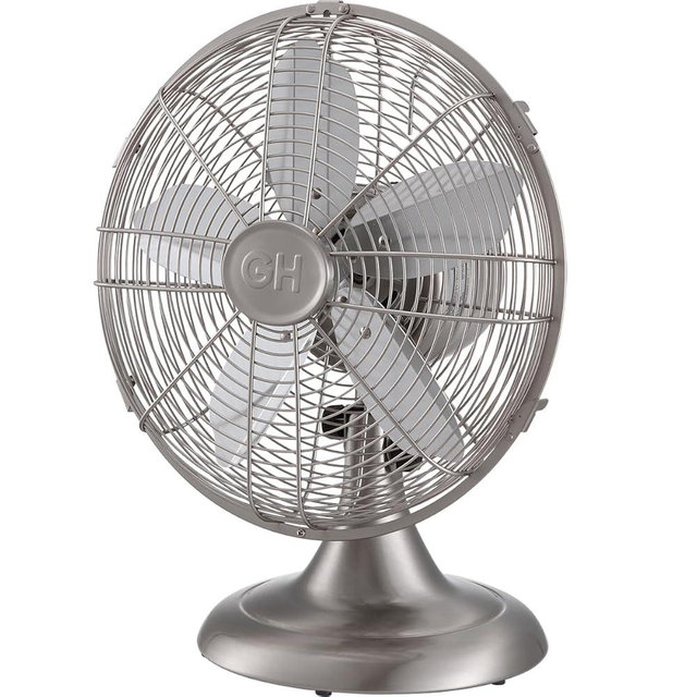 Good Housekeeping All-Metal (92605) Oscillating 12" Retro Desk Office Table Fan (Brushed Nickel)