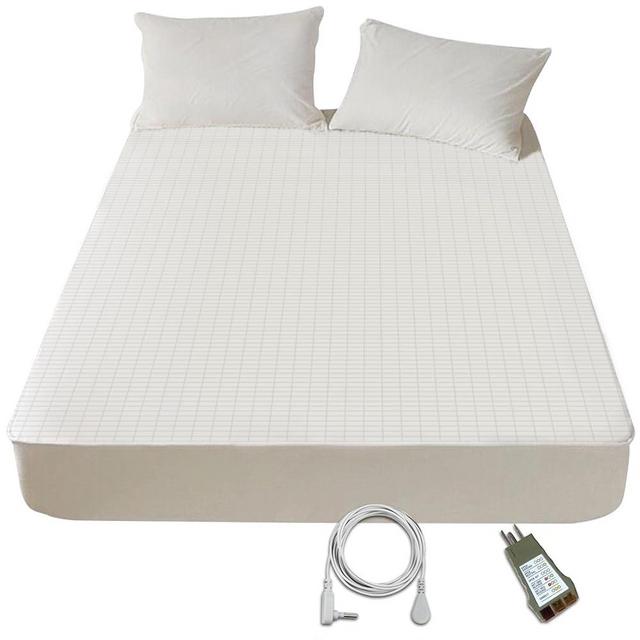 Grounding Sheet, Grounding Fitted Sheet King with Grounding Cord, Extra Deep King Size Conductive Silver Fiber Grounding Mat, Benefit for Better Sleep (Fitted King Size) (White, King - 76"x80"x15")