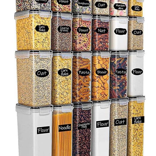 Airtight Food Storage Containers Set, RAZCC 28 PACK Cereal Storage Containers for Kitchen and Pantry Organization BPA Free Kitchen Canisters for Cereal, Rice, Flour & Oats, Free Marker and Labels