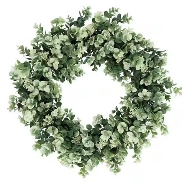 Puleo International 24 in. Artificial Eucalyptus Floral Spring Wreath 1396-W24
