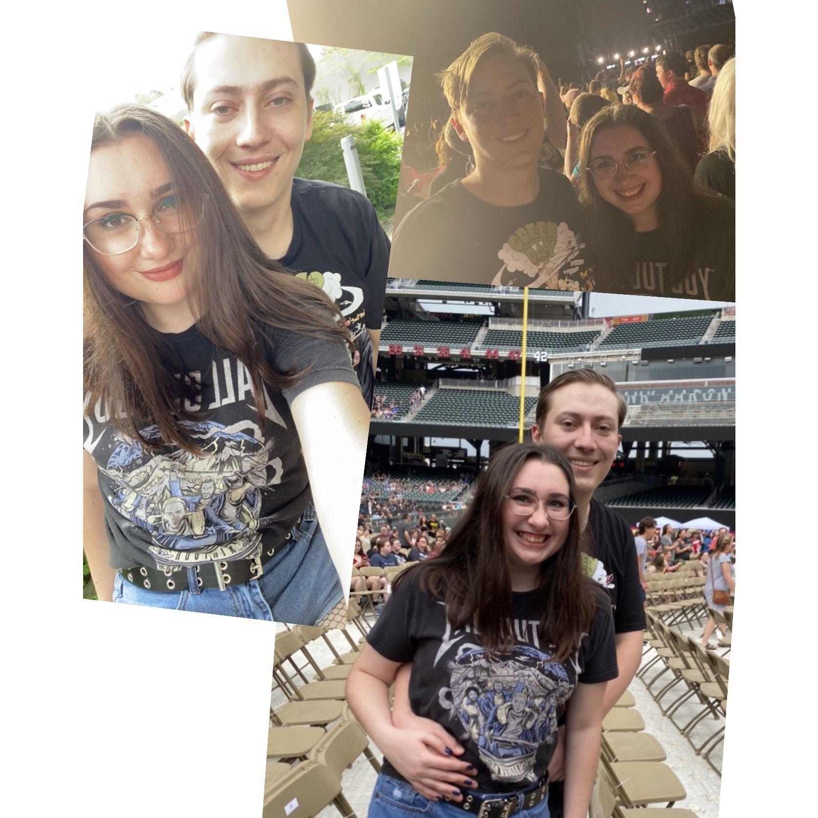 Their first concert together, the Hella Mega Tour's Atlanta stop. They saw Weezer, Fall Out Boy, and Green Day. This is also where Evan met Clair's mom.