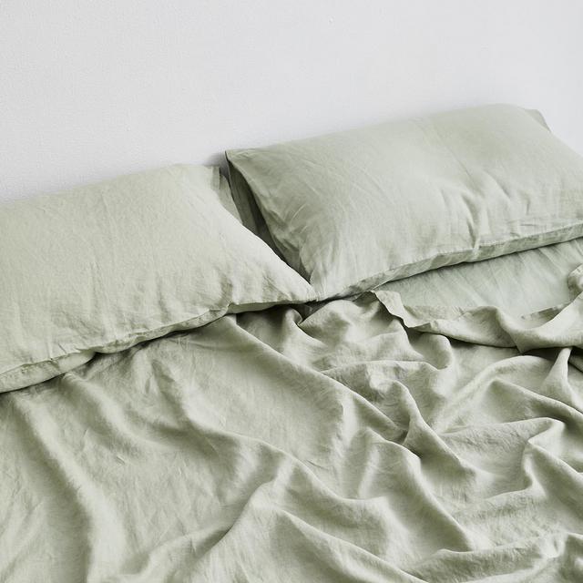 Sage 100% Flax Linen Fitted Sheet