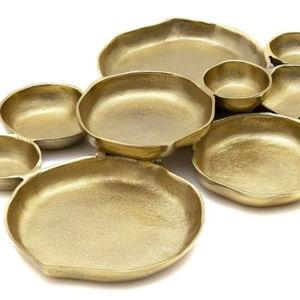 Gold Brass Snack Tray Bowl Chip & Dip Serving Centerpiece