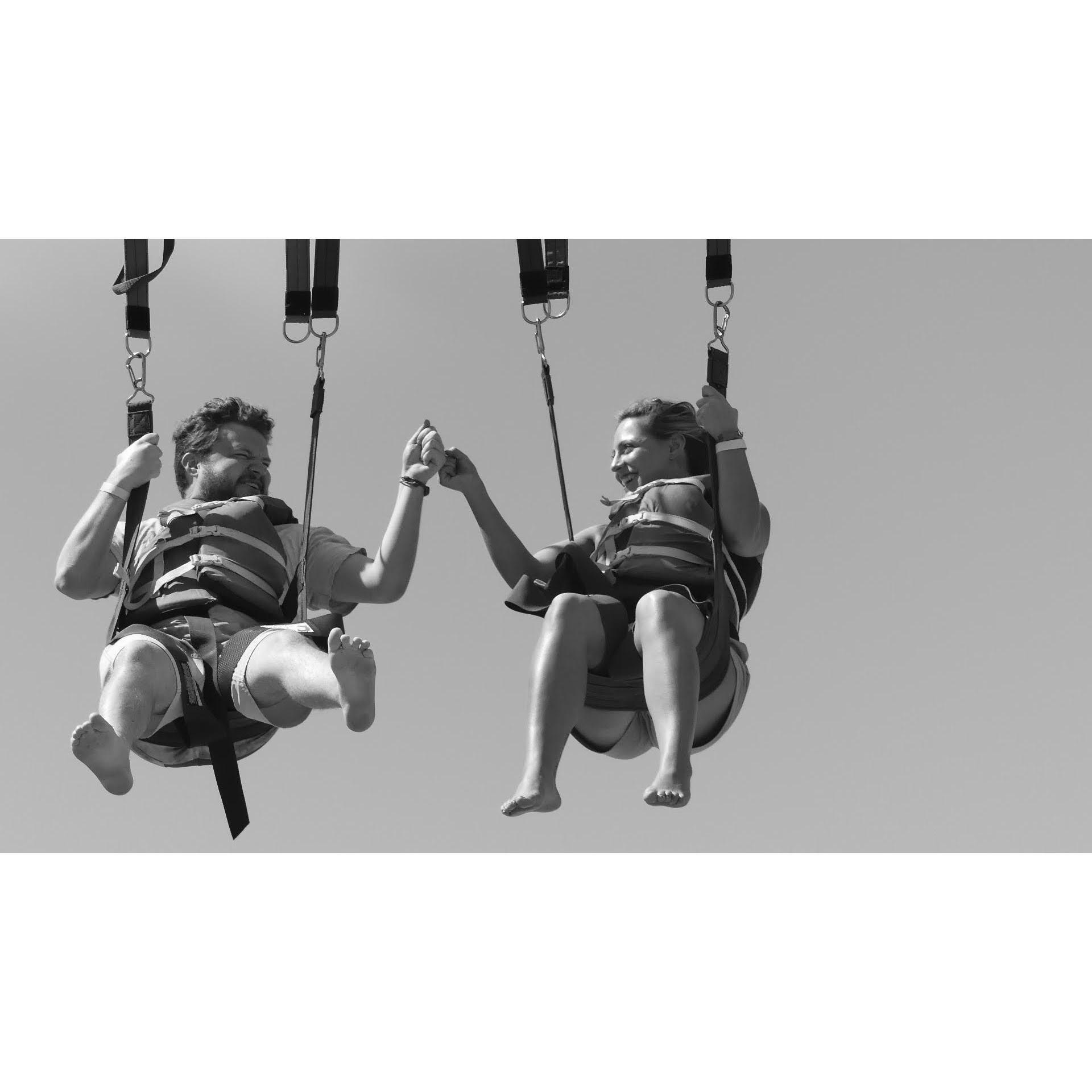 Parasailing in Key West, Florida on a super fun cruise with TJ's family!