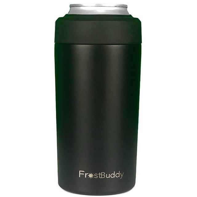 Frost Buddy Universal 2.0 5 Sizes in 1 Insulated Can Cooler, Stainless Steel Can Cooler for 12 oz & 16 oz Regular or Slim Cans & Bottles, Black