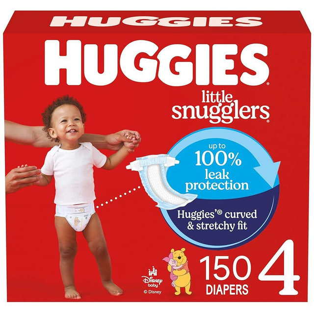 Huggies Size 4 Diapers, Little Snugglers Baby Diapers, Size 4 (22-37 lbs), 150 Count (6 Packs of 25), Packaging May Vary