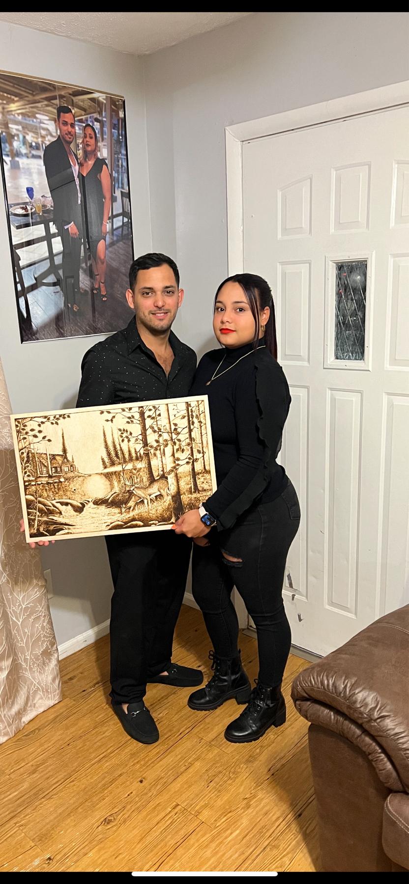 Holding a beautiful piece of art made for my uncle