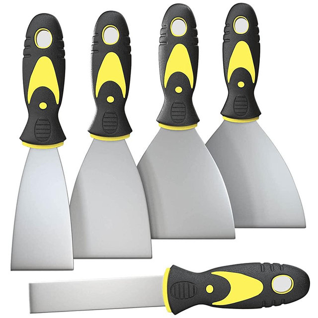5Pcs Putty Knife, Set, 1" 2" 3" 4" 5" Scraper, Spackle Knife, Paint Scraper, Tool, No Rusting, Perfect For Repairing Drywall, Removing Wallpaper, Decals, Mud, Plaster Scraping and Applying Putty