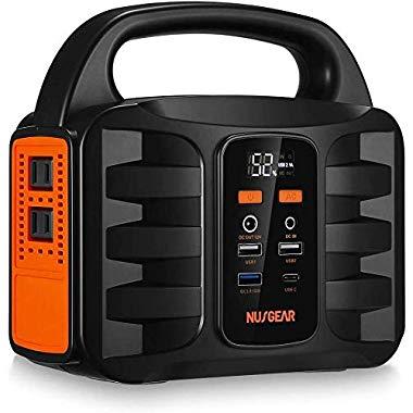 Generator Portable Power Station,NusGear 155Wh 42000mAh Camping Solar Generators Lithium Power Supply with 110V AC Outlet, 2 DC Ports, USB QC3.0, LED Flashlights for CPAP Home Camping Emergency Backup