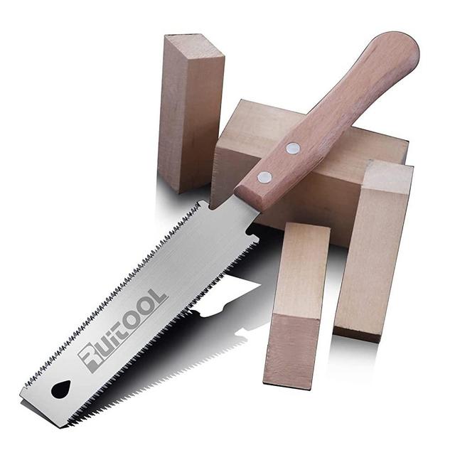 RUITOOL Japanese Hand Saw 6 Inch Double Edge Sided Pull Saw Ryoba SK5 Flexible Blade 14/17 TPI Flush Cut Beech Handle Wood Saw for Woodworking Tools