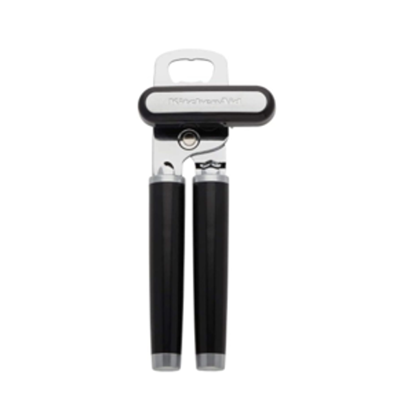 KitchenAid Classic Multifunction Can Opener and Bottle Opener Easy to Use, Razor Sharp Stainless Steel Cutting Wheel, Soft Ergonomic Handles, Black