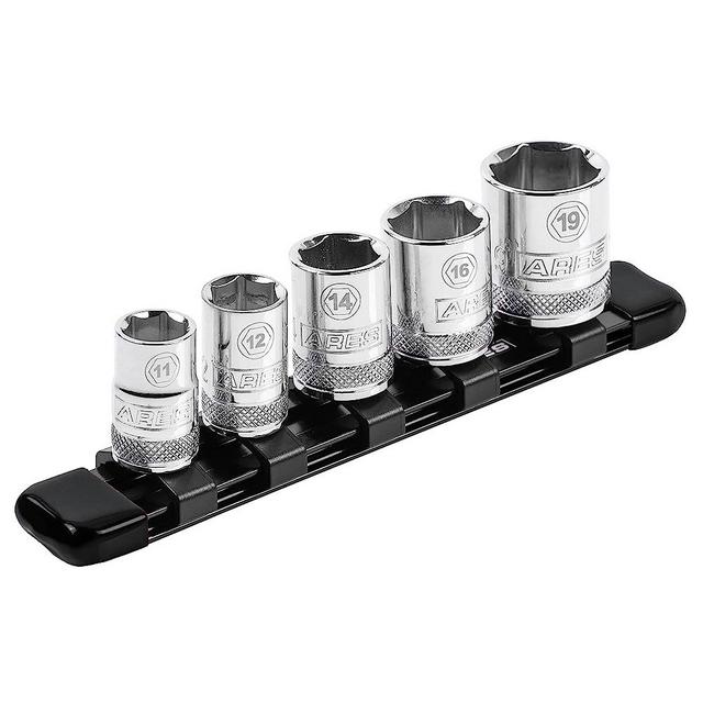 ARES 70238-3/8-Inch Drive Black 6-Inch Socket Organizer - Aluminum Rail Stores up to 5 Sockets and Keeps Your Tool Box Organized