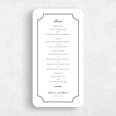 Black Rounded Wedding Menu - Blake Letterpress