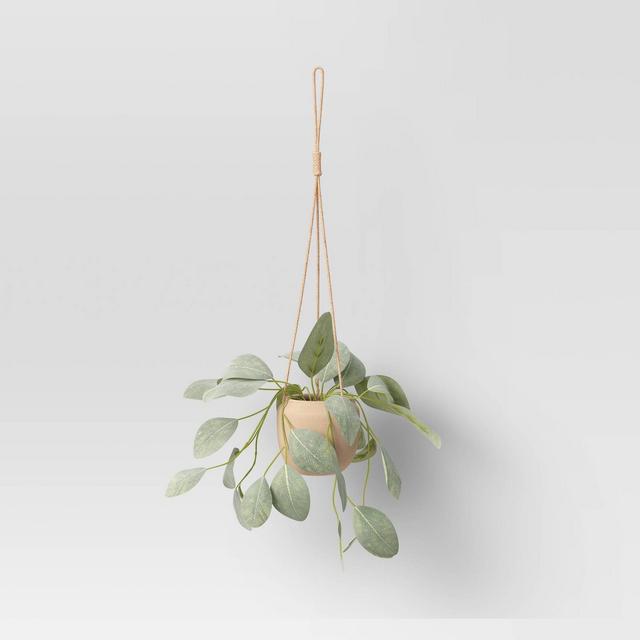 Greenery with Rustic Ceramic Pot Decorative Wall Sculptures Green - Threshold™