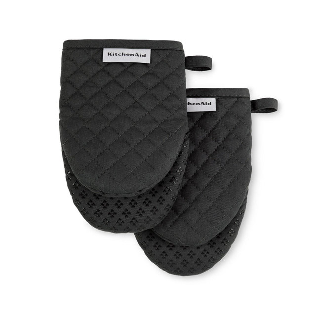 KITCHENAID Asteroid Mini Oven Mitt 2-Pack Set, Black, 5.5"x8"