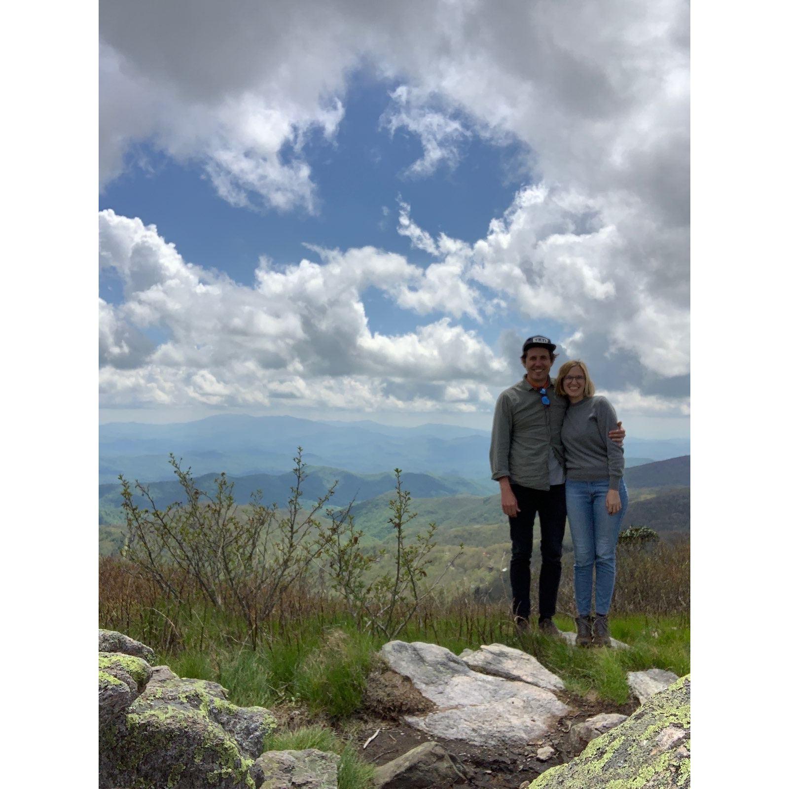 This is one of the first photos of Carl & Genevieve together, as adults, when they rendezvoused in North Carolina and hiked a bit on Roan Mountain.