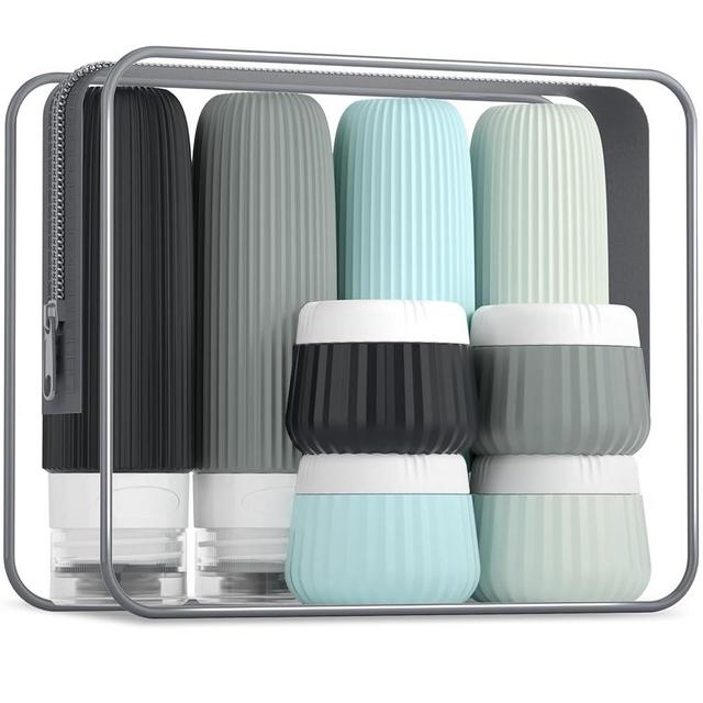 Mrsdry Travel Bottles for Toiletries 8 Pack, Tsa Approved Travel Size Toiletries 3 oz, Travel Containers for Toiletries, with Clear Bag, Leak Proof Silicone Squeezable Travel Essentials Creams Jars